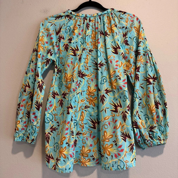 A.L.C Floral Print V-Neck Blouse Long Sleeve Lightweight 2 - Picture 3 of 6